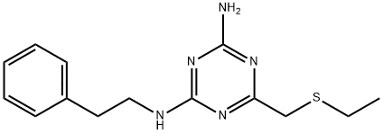 6-(ethylsulfanylmethyl)-2-N-(2-phenylethyl)-1,3,5-triazine-2,4-diamine Struktur