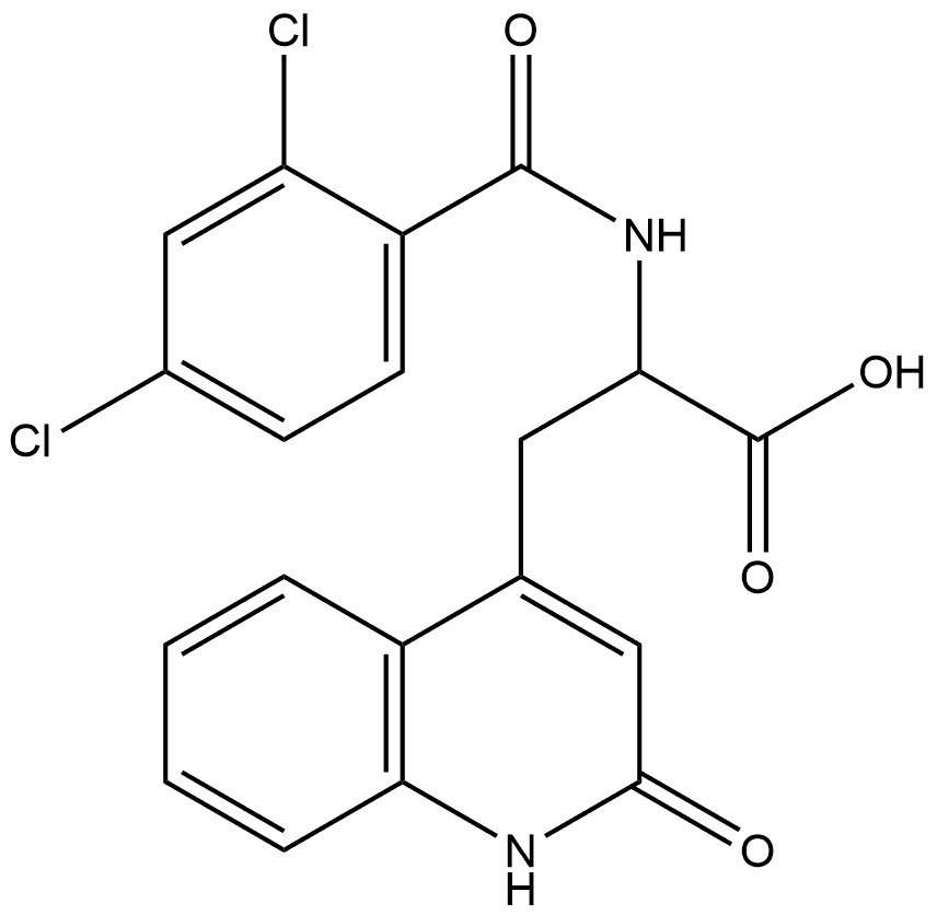 4-Quinolinepropanoic acid, α-[(2,4-dichlorobenzoyl)amino]-1,2-dihydro-2-oxo- Struktur