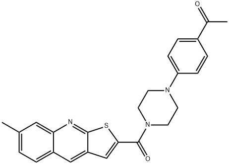 Ethanone, 1-[4-[4-[(7-methylthieno[2,3-b]quinolin-2-yl)carbonyl]-1-piperazinyl]phenyl]- Struktur