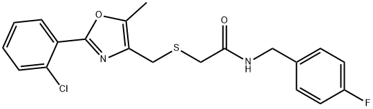 Acetamide, 2-[[[2-(2-chlorophenyl)-5-methyl-4-oxazolyl]methyl]thio]-N-[(4-fluorophenyl)methyl]- Struktur