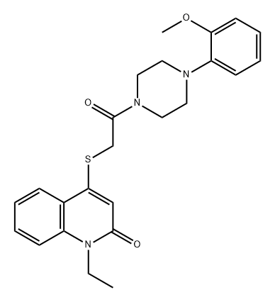 2(1H)-Quinolinone, 1-ethyl-4-[[2-[4-(2-methoxyphenyl)-1-piperazinyl]-2-oxoethyl]thio]- Struktur