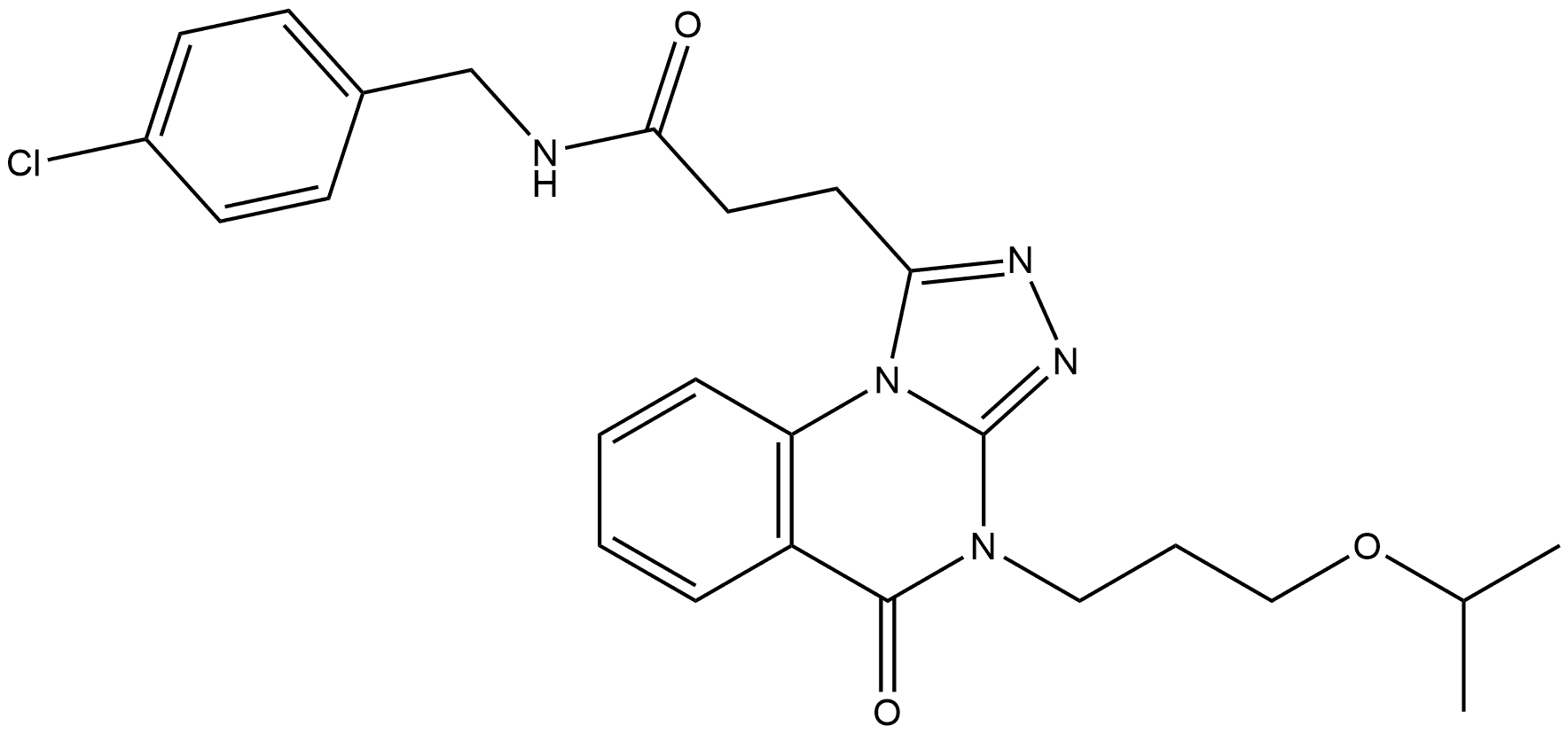 N-[(4-Chlorophenyl)methyl]-4,5-dihydro-4-[3-(1-methylethoxy)propyl]-5-oxo[1,2,4]triazolo[4,3-a]quinazoline-1-propanamide Struktur