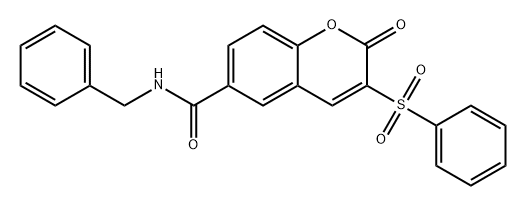 2H-1-Benzopyran-6-carboxamide, 2-oxo-N-(phenylmethyl)-3-(phenylsulfonyl)- Struktur