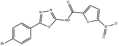 2-Furancarboxamide, N-[5-(4-bromophenyl)-1,3,4-oxadiazol-2-yl]-5-nitro- Struktur