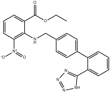 Benzoic acid, 3-nitro-2-[[[2'-(1H-tetrazol-5-yl)[1,1'-biphenyl]-4-yl]methyl]amino]-, ethyl ester (9CI) Struktur