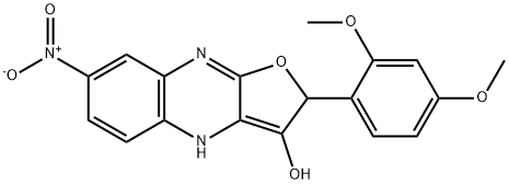 Furo[2,?3-?b]?quinoxalin-?3-?ol, 2-?(2,?4-?dimethoxyphenyl)?-?2,?4-?dihydro-?7-?nitro- (9CI) Struktur