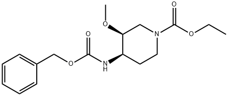 1-Piperidinecarboxylic acid, 3-methoxy-4-[[(phenylmethoxy)carbonyl]amino]-, ethyl ester, (3S,4R)- Struktur