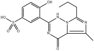 Benzenesulfonic acid, 3-(1,4-dihydro-5-methyl-4-oxo-7-propylimidazo[5,1-f][1,2,4]triazin-2-yl)-4-hydroxy- Struktur