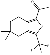 1-(5,5-dimethyl-3-trifluoromethyl-4,5,6,7-tetrahydro-benzo[c]thiophen-1-yl)ethanone Struktur