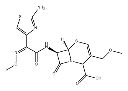 5-Thia-1-azabicyclo[4.2.0]oct-3-ene-2-carboxylic acid, 7-[[(2Z)-2-(2-amino-4-thiazolyl)-2-(methoxyimino)acetyl]amino]-3-(methoxymethyl)-8-oxo-, (6R,7R)- Struktur