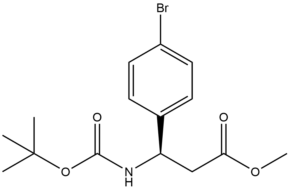 Benzenepropanoic acid, 4-bromo-β-[[(1,1-dimethylethoxy)carbonyl]amino]-, methyl ester, (βR)- Struktur