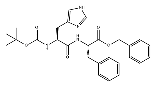 L-Phenylalanine, N-[N-[(1,1-dimethylethoxy)carbonyl]-L-histidyl]-, phenylmethyl ester (9CI) Structure