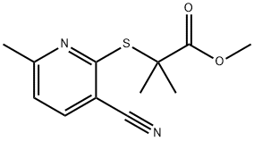 Propanoic acid, 2-[(3-cyano-6-methyl-2-pyridinyl)thio]-2-methyl-, methyl ester Struktur