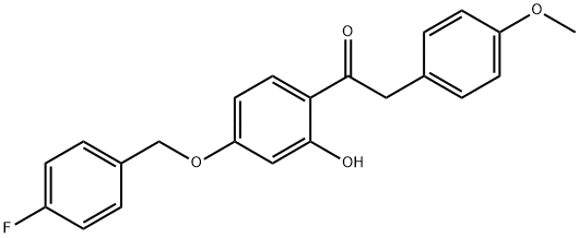 JR-7025, 1-(4-(4-Fluorobenzyloxy)-2-hydroxyphenyl)-2-(4-methoxyphenyl)ethanone, 97% Struktur