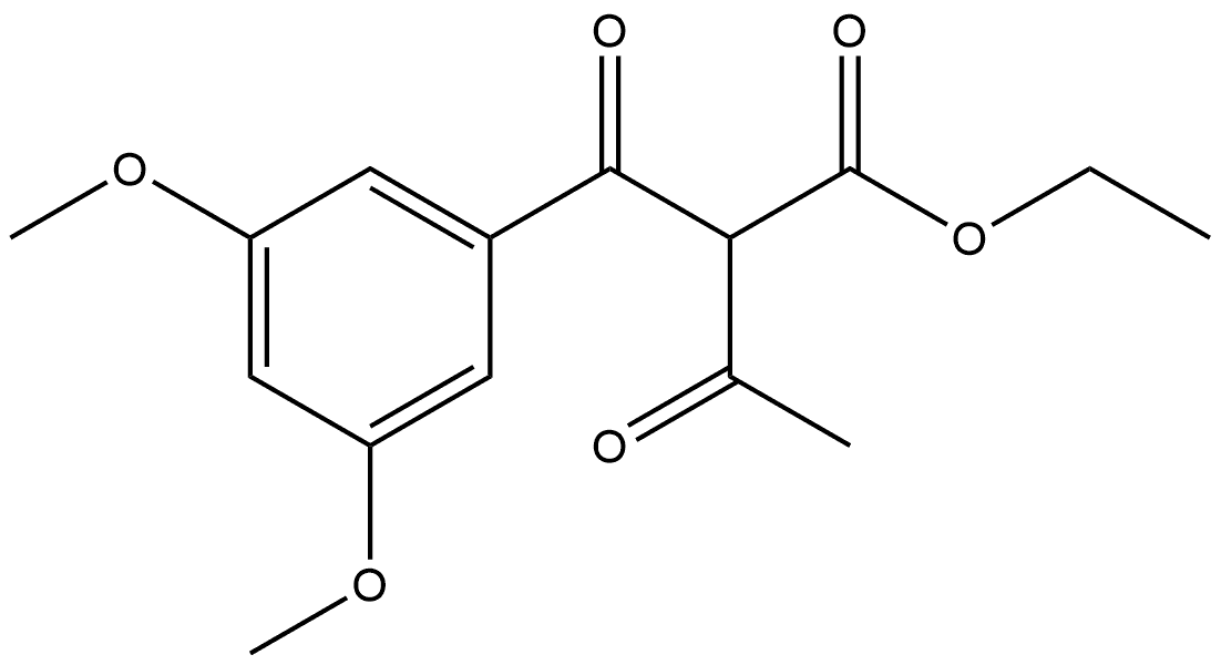 Benzenepropanoic acid, α-acetyl-3,5-dimethoxy-β-oxo-, ethyl ester Struktur