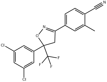 4-[5-(3,5-Dichlorophenyl)-4,5-dihydro-5-(trifluoromethyl)-3-isoxazolyl]-2-methylbenzonitrile Struktur