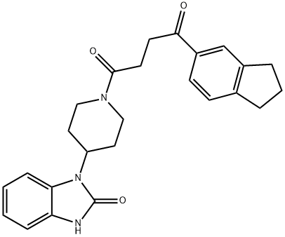 1,4-Butanedione, 1-(2,3-dihydro-1H-inden-5-yl)-4-[4-(2,3-dihydro-2-oxo-1H-benzimidazol-1-yl)-1-piperidinyl]- Struktur