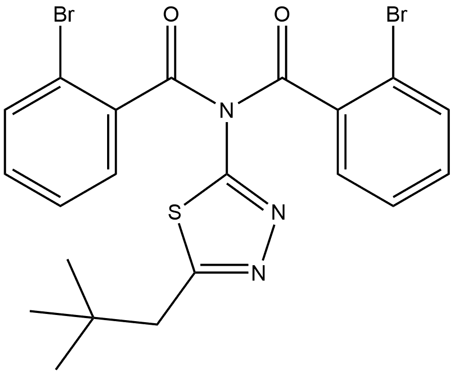 2-bromo-N-(2-bromobenzoyl)-N-[5-(2,2-dimethylpropyl)-1,3,4-thiadiazol-2-yl]benzamide Struktur