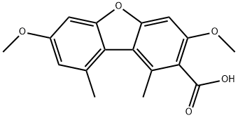 2-Dibenzofurancarboxylic acid, 3,7-dimethoxy-1,9-dimethyl- Struktur