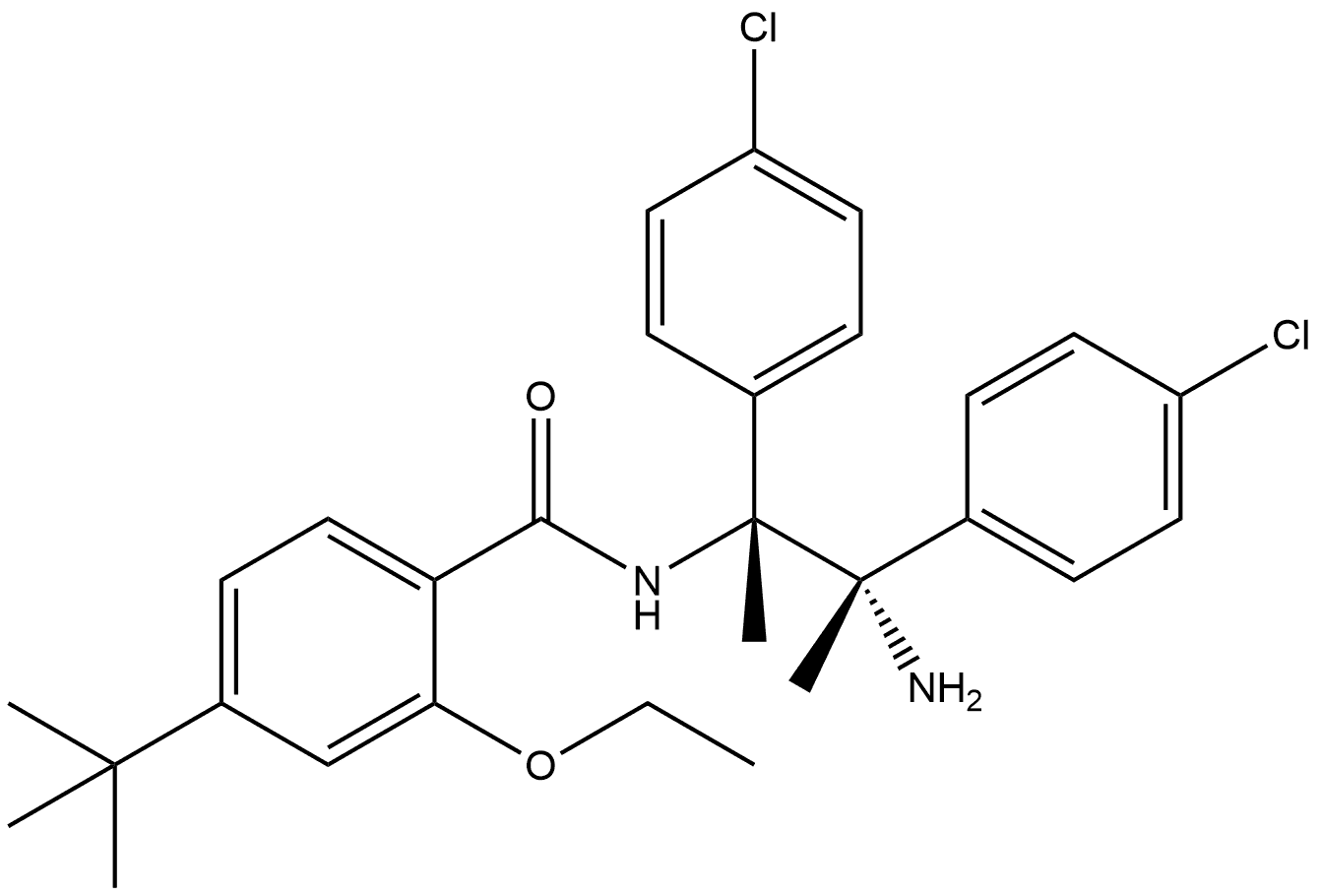 N-[(2S,3R)-3-amino-2,3-bis(4-chlorophenyl)but-2-yl]-2-ethoxy-4-(2-methylprop-2-yl)benzamide Struktur