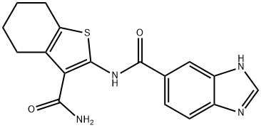 1H-Benzimidazole-6-carboxamide, N-[3-(aminocarbonyl)-4,5,6,7-tetrahydrobenzo[b]thien-2-yl]- Struktur