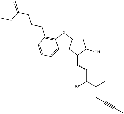 1H-Cyclopenta[b]benzofuran-5-butanoic acid, 2,3,3a,8b-tetrahydro-2-hydroxy-1-(3-hydroxy-4-methyl-1-octen-6-ynyl)-, methyl ester Struktur