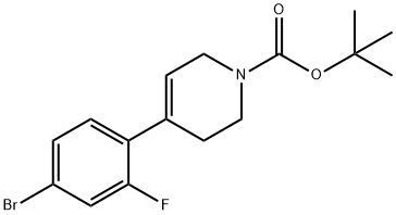 1(2H)-Pyridinecarboxylic acid, 4-(4-bromo-2-fluorophenyl)-3,6-dihydro-, 1,1-dimethylethyl ester Struktur