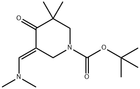 1-Piperidinecarboxylic acid, 5-[(dimethylamino)methylene]-3,3-dimethyl-4-oxo-, 1,1-dimethylethyl ester, (5E)- Struktur