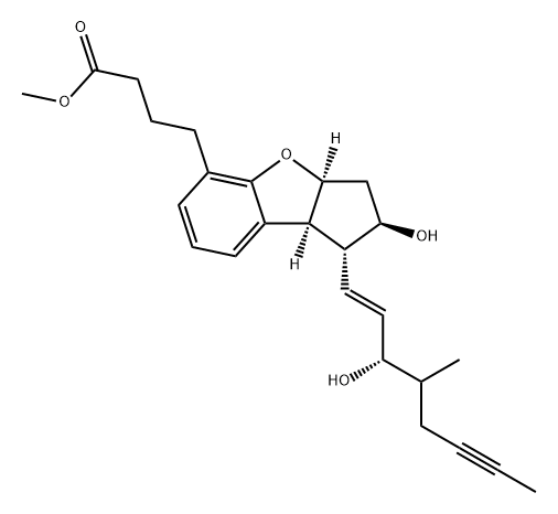 1H-Cyclopenta[b]benzofuran-5-butanoic acid, 2,3,3a,8b-tetrahydro-2-hydroxy-1-[(1E,3S)-3-hydroxy-4-methyl-1-octen-6-yn-1-yl]-, methyl ester, (1R,2R,3aS,8bS)- Struktur