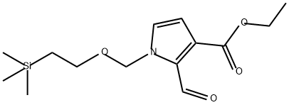 1H-Pyrrole-3-carboxylic acid, 2-formyl-1-[[2-(trimethylsilyl)ethoxy]methyl]-, ethyl ester Struktur