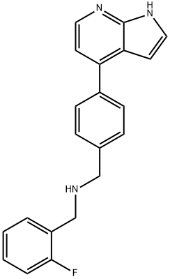 Benzenemethanamine, 2-fluoro-N-[[4-(1H-pyrrolo[2,3-b]pyridin-4-yl)phenyl]methyl]- Struktur