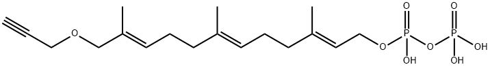 Diphosphoric acid, P-[(2E,6E,10E)-3,7,11-trimethyl-12-(2-propyn-1-yloxy)-2,6,10-dodecatrien-1-yl] ester Struktur