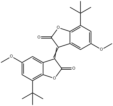 2(3H)-Benzofuranone, 7-(1,1-dimethylethyl)-3-[7-(1,1-dimethylethyl)-5-methoxy-2-oxo-3(2H)-benzofuranylidene]-5-methoxy- Struktur