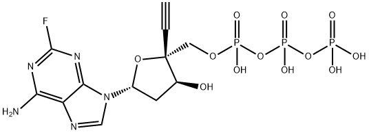 Adenosine 5'-(tetrahydrogen triphosphate), 2'-deoxy-4'-C-ethynyl-2-fluoro- Struktur