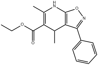 Isoxazolo[5,4-b]pyridine-5-carboxylic acid, 4,7-dihydro-4,6-dimethyl-3-phenyl-, ethyl ester Struktur