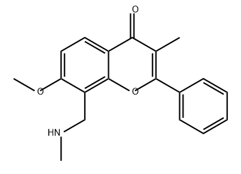 4H-1-Benzopyran-4-one, 7-methoxy-3-methyl-8-[(methylamino)methyl]-2-phenyl- Struktur