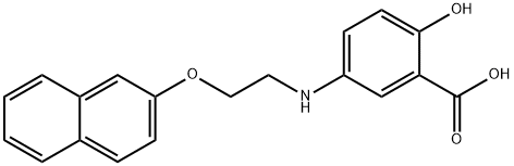 Benzoic acid, 2-hydroxy-5-[[2-(2-naphthalenyloxy)ethyl]amino]- Struktur