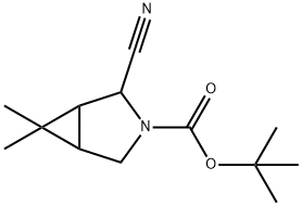 3-Azabicyclo[3.1.0]hexane-3-carboxylic acid, 2-cyano-6,6-dimethyl-, 1,1-dimethylethyl ester Struktur