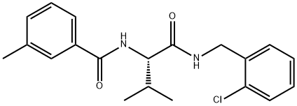 Benzamide, N-[(1S)-1-[[[(2-chlorophenyl)methyl]amino]carbonyl]-2-methylpropyl]-3-methyl- Struktur