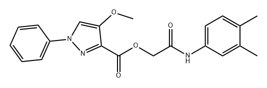 1H-Pyrazole-3-carboxylic acid, 4-methoxy-1-phenyl-, 2-[(3,4-dimethylphenyl)amino]-2-oxoethyl ester Struktur