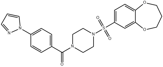 Methanone, [4-[(3,4-dihydro-2H-1,5-benzodioxepin-7-yl)sulfonyl]-1-piperazinyl][4-(1H-pyrazol-1-yl)phenyl]- Struktur