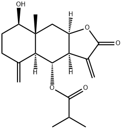 (3aR,3aα,4aα,9aα)-Dodecahydro-8β-hydroxy-8aβ-methyl-3,5-bismethylene-2-oxonaphtho[2,3-b]furan-4α-yl 2-methylpropanoate Struktur