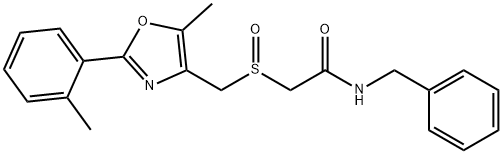 Acetamide, 2-[[[5-methyl-2-(2-methylphenyl)-4-oxazolyl]methyl]sulfinyl]-N-(phenylmethyl)- Struktur