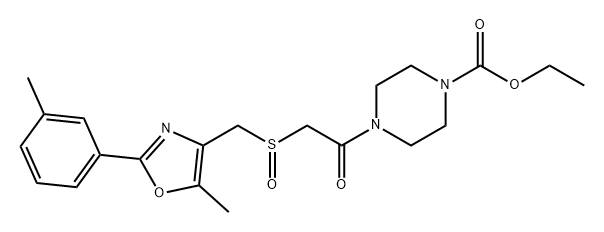 1-Piperazinecarboxylic acid, 4-[2-[[[5-methyl-2-(3-methylphenyl)-4-oxazolyl]methyl]sulfinyl]acetyl]-, ethyl ester Struktur