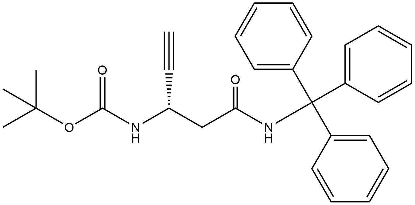 tert-butyl (S)-(5-oxo-5-(tritylamino)pent-1-yn-3-yl)carbamate Struktur