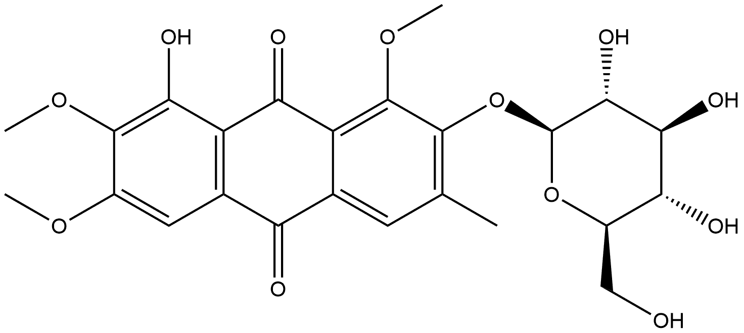 9,10-Anthracenedione, 2-(β-D-glucopyranosyloxy)-8-hydroxy-1,6,7-trimethoxy-3-methyl- Struktur