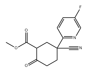 Cyclohexanecarboxylic acid, 5-cyano-5-(5-fluoro-2-pyridinyl)-2-oxo-, methyl ester Struktur