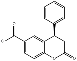 2H-1-Benzopyran-6-carbonyl chloride, 3,4-dihydro-2-oxo-4-phenyl-, (4R)- Struktur