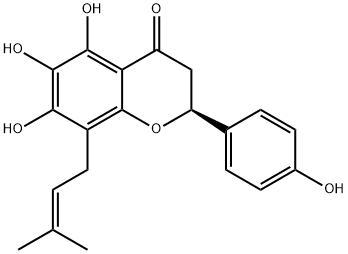 (2S)-2,3-Dihydro-5,6,7-trihydroxy-2α-(4-hydroxyphenyl)-8-(3-methyl-2-butenyl)-4H-1-benzopyran-4-one Struktur