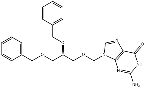 6H-Purin-6-one, 2-amino-9-[[2,3-bis(phenylmethoxy)propoxy]methyl]-1,9-dihydro-, (R)- (9CI) Struktur